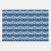 Feuille De Papier Cadeau Religious Christmas Nativity Scene Blue (Devant)