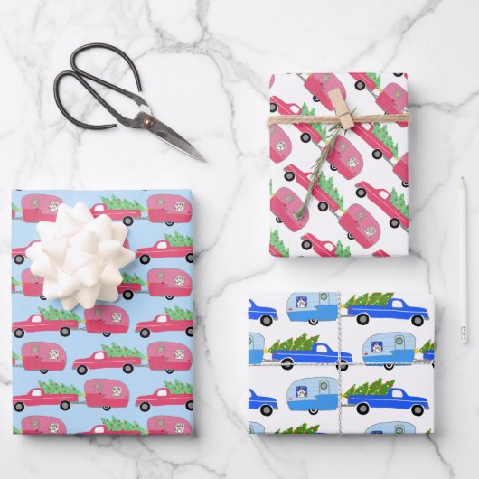 Feuille De Papier Cadeau Remorques Cute Xmas RV Camping Road Trip Holiday (Recto)