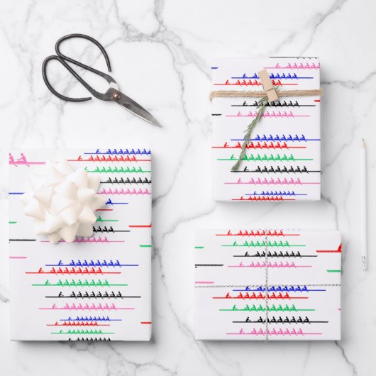 Feuille De Papier Cadeau Remorques de course de l'équipage - Cinq bateaux (Recto)