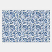 Feuille De Papier Cadeau Renaissance bleue et blanche Acanthus Damask (Devant 3)