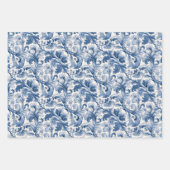 Feuille De Papier Cadeau Renaissance bleue et blanche Acanthus Damask (Devant 2)