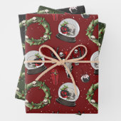 Feuille De Papier Cadeau Renard de Noël déplaisant (En situation)