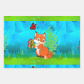 Feuille De Papier Cadeau renard et papillon (Devant)