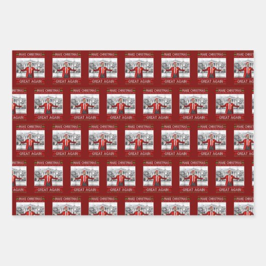 Feuille De Papier Cadeau Rendre Noël super à nouveau drôle Trump laid (Devant 2)