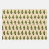 Feuille De Papier Cadeau Rennes de Noël, ours et pins (Devant 2)