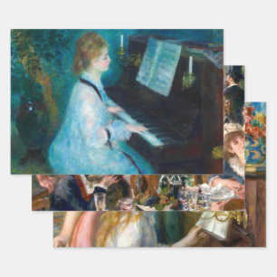 Feuille De Papier Cadeau Renoir femme à l'impressionniste Vintage de piano