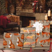 Feuille De Papier Cadeau Renouvelez le Motif Rustique Kraft Red Foxes