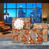 Feuille De Papier Cadeau Renouvelez le Motif Rustique Kraft Red Foxes