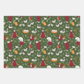 Feuille De Papier Cadeau Reproductions d'art populaire de Noël - Animaux, H (Devant)