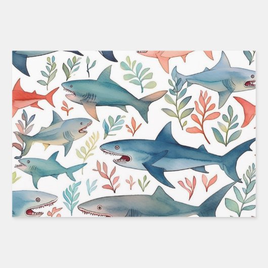 Feuille De Papier Cadeau Requins (Devant)