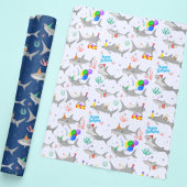 Feuille De Papier Cadeau Requins de fête d'anniversaire