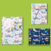 Feuille De Papier Cadeau Requins de fête d'anniversaire