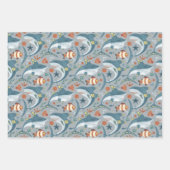 Feuille De Papier Cadeau requins gris vert moderne océan mer Cadeaux d'anni (Devant 2)