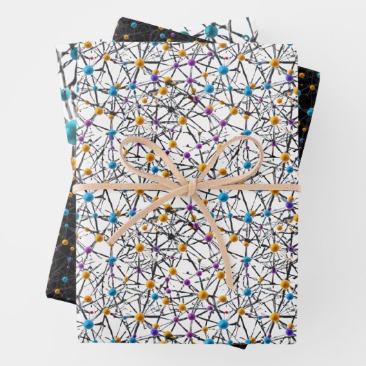 Feuille De Papier Cadeau Réseau moléculaire interconnecté de jolies sphères (En situation)