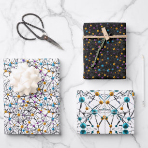 Feuille De Papier Cadeau Réseau moléculaire interconnecté de jolies sphères