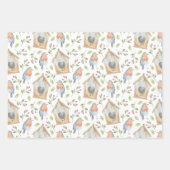 Feuille De Papier Cadeau Ressort d'aquarelle de la maison d'oiseaux (Devant 3)