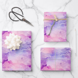 Feuille De Papier Cadeau Résumé abstrait violet, bleu et rose