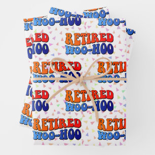 Feuille De Papier Cadeau Retraité Woo Hoo Rétro Cadeau de retraite 