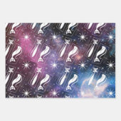 Feuille De Papier Cadeau Retro Atomic Star Space Cat MidCentury Noël (Devant)