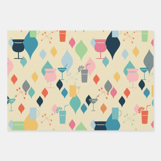 Feuille De Papier Cadeau Rétro atomique (Devant 2)