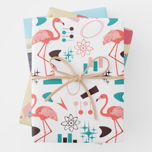 Feuille De Papier Cadeau Rétro atomique (En situation)