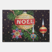 Feuille De Papier Cadeau Retro Black & Gold Holiday (Devant 3)
