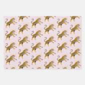 Feuille De Papier Cadeau Retro Boho Roaring Tiger Orange Pink (Devant)