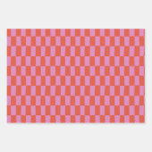 Feuille De Papier Cadeau Retro Bold Pink and Orange Floral and Checks (Devant 2)