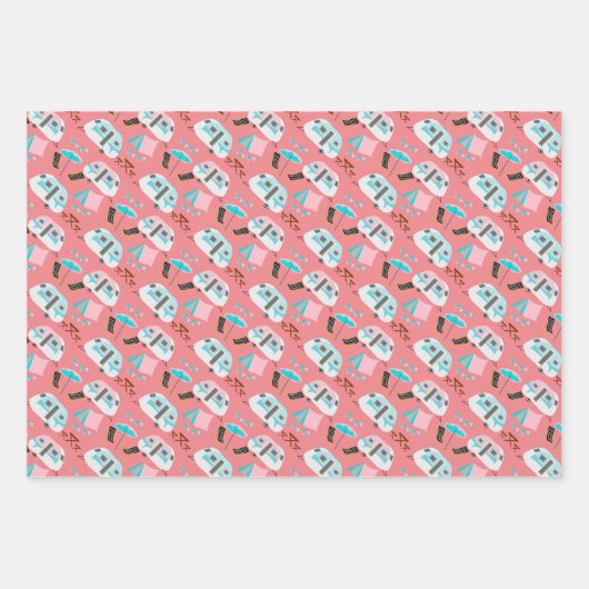 Feuille De Papier Cadeau Retro Caravan Camping Cute P (Devant 2)