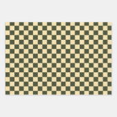 Feuille De Papier Cadeau Retro Checkered in Olive Green and Cream (Devant)