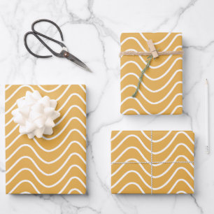 Feuille De Papier Cadeau Retro Chevron Motif Jaune Zigzag
