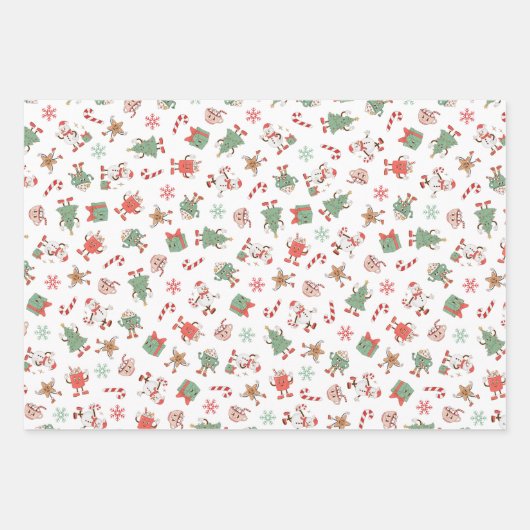 Feuille De Papier Cadeau Retro Chillin' avec mes neiges Noël (Devant)