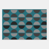 Feuille De Papier Cadeau Retro Circles Black and Grey Wrapping Gift Paper (Devant 3)