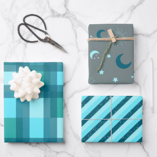 Feuille De Papier Cadeau Retro Cyan Chic Wrapping Paper
