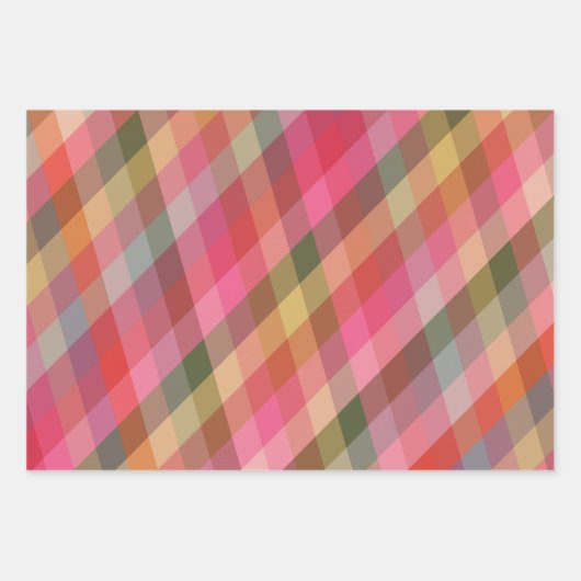 Feuille De Papier Cadeau Retro Diagonal Noël Plaid mignonne Preppy Holiday (Devant 3)