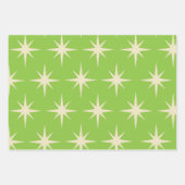 Feuille De Papier Cadeau Retro étoiles atomique motif sur le vert citron (Devant 2)