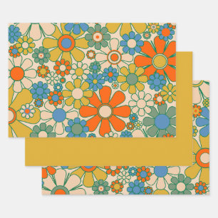 Feuille De Papier Cadeau Retro Garden Floral 60s les années 70 Motif