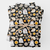 Feuille De Papier Cadeau Retro Ghost Flowers Halloween Seamless Pattern (En situation)