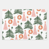 Feuille De Papier Cadeau Retro Green Trees Pattern Christmas Holiday (Devant 3)