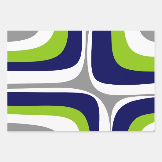 Feuille De Papier Cadeau Retro Groove Mid-Century Moderne Motif Abstrait (Devant)