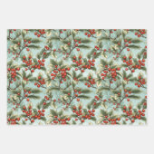 Feuille De Papier Cadeau Retro Holly Christmas (Devant 2)