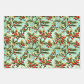 Feuille De Papier Cadeau Retro Holly Christmas (Devant)
