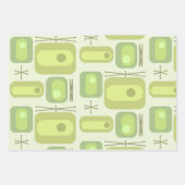 Feuille De Papier Cadeau Rétro l'âge atomique formes Chartreuse (Devant 2)