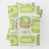 Feuille De Papier Cadeau Rétro l'âge atomique formes Chartreuse (En situation)