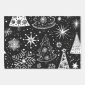 Feuille De Papier Cadeau Retro Mid-Century Black & White Ornament Pattern (Devant 2)