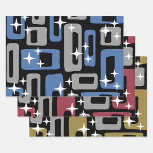 Feuille De Papier Cadeau Retro Mid-Century Moderne Abstrait