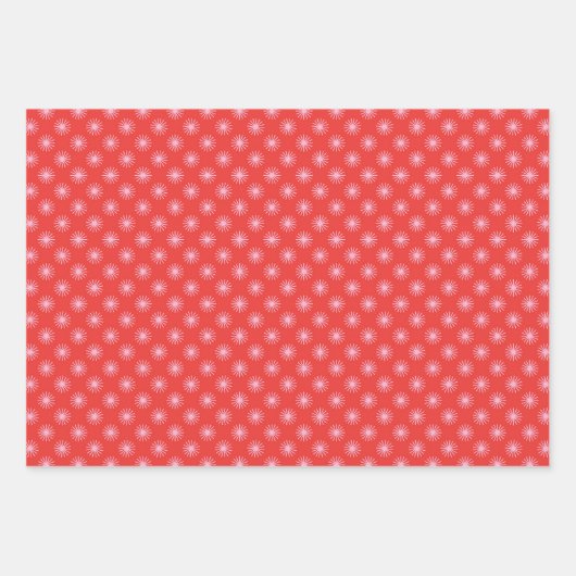 Feuille De Papier Cadeau Retro Mid Century Rouge, Rose et Vert Noël (Devant 3)