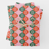 Feuille De Papier Cadeau Retro Mid Mod Atomic Pattern Pink Green Christmas (En situation)