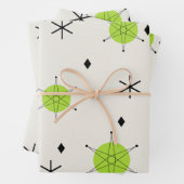Feuille De Papier Cadeau Retro Mid Mod Starburst Sky Chartreuse (En situation)