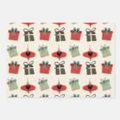 Feuille De Papier Cadeau Retro Mmilieu du siècle moderne Rouge Vert Noël (Devant 3)